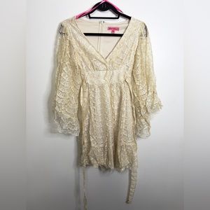 Betsey Johnson Cream Yellow Lace Dress